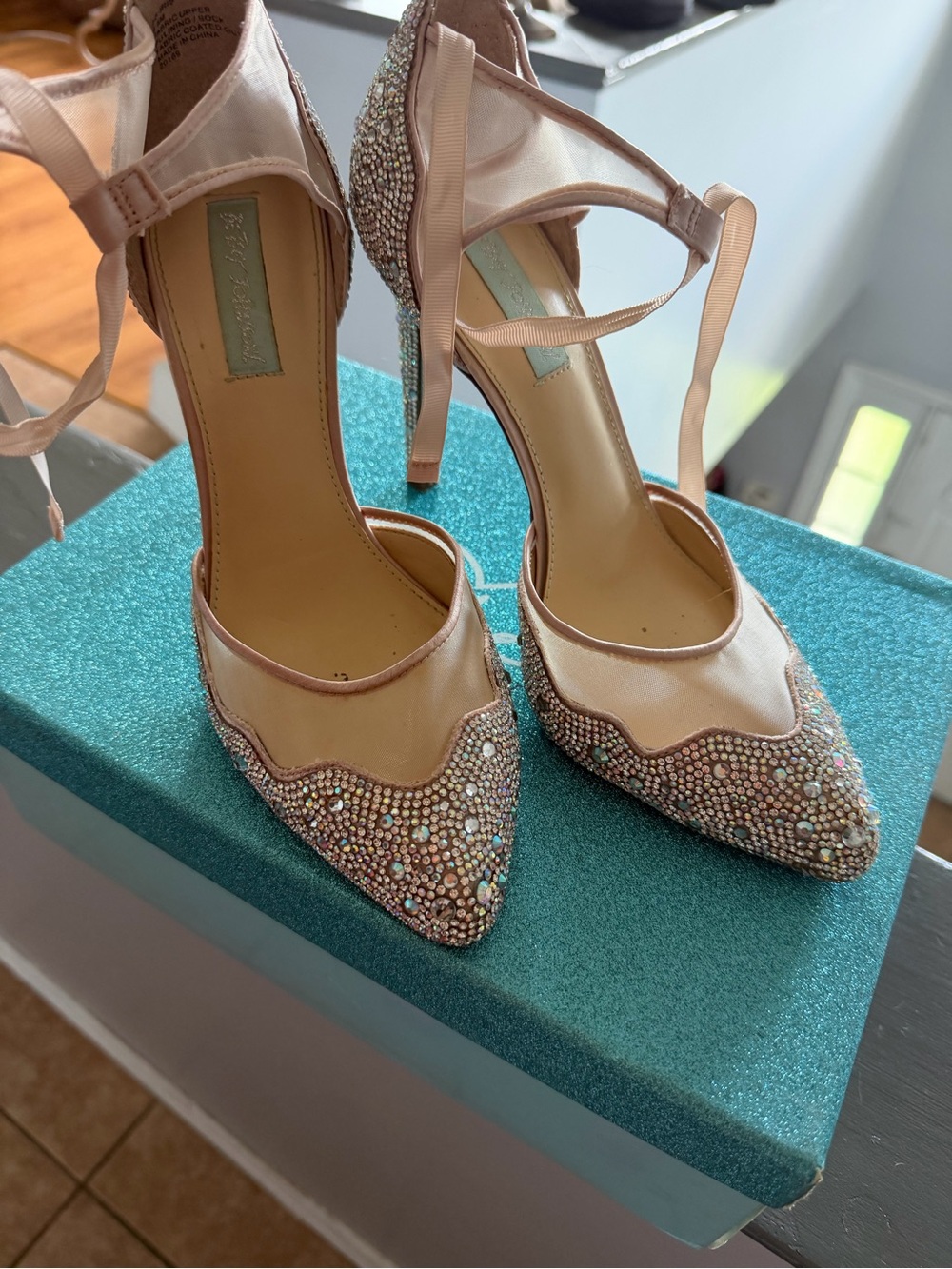 Betsey Johnson Blush Pink Crystal Pointed-Toe Stiletto Heels